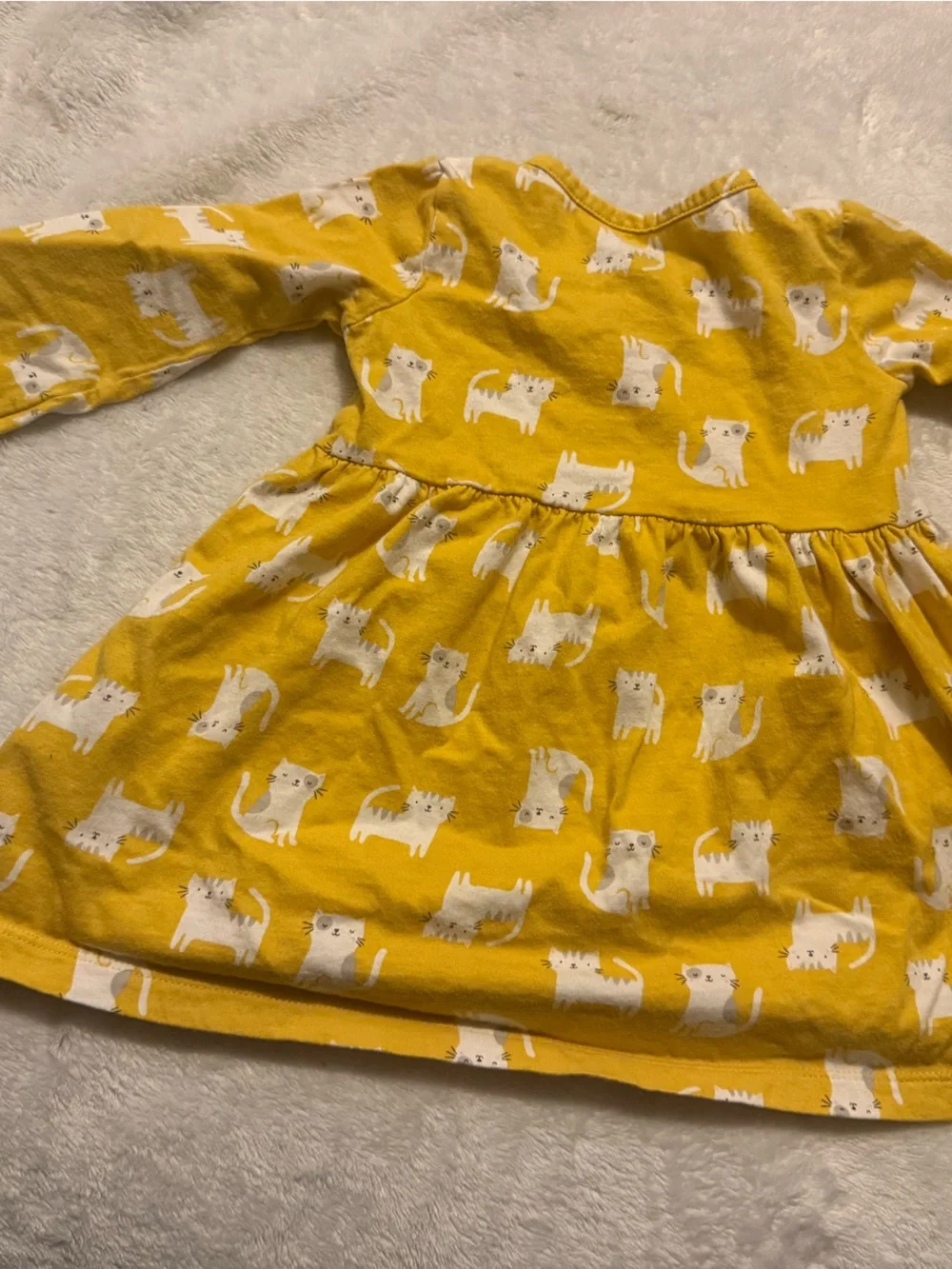 Carter's Mustard Yellow Cat Print Long Sleeve Dress